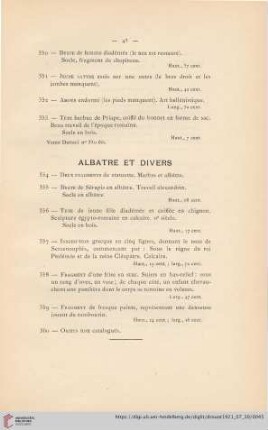 Albatre et Divers (Nr. 354 - 360)