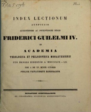 Observationes de splendore stellae Mirae Ceti ab anno 1840 usque ad a. 1859 institutae : Index tectionum