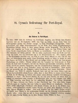 St. Cyran's Bedeutung für Port-Royal