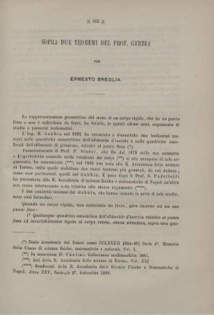 Sopra due teoremi del prof. Gebbia.