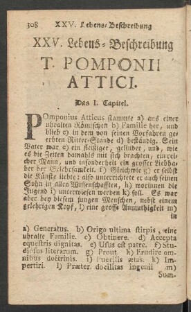 XXV. Lebens-Beschreibung T. Pomponii Attici