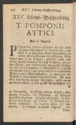 XXV. Lebens-Beschreibung T. Pomponii Attici