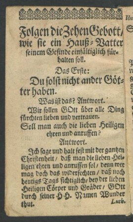 Folgen die Zehen Gebott ...