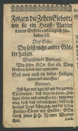 Folgen die Zehen Gebott ...