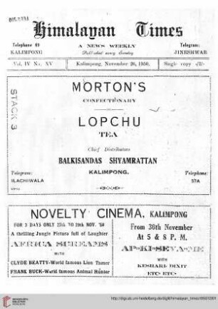 No. XV (26 November 1950)