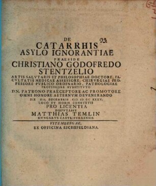 De catarrhis, asylo ignorantiae