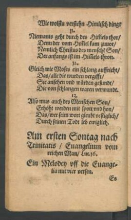 Am ersten Sontag nach Trinitatis ...