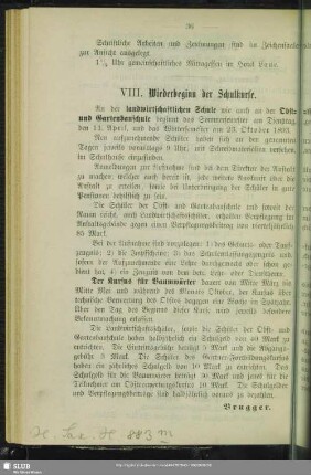 VIII. Wiederbeginn der Schulkurse