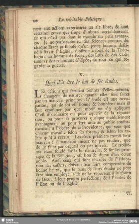 V. Quel doit étre le but de ses études