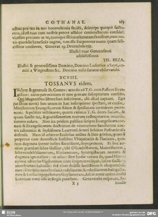 XCVII. Tossanus eidem