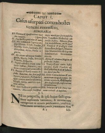 Caput I. Casus usurpati contra hostes veneni recensens.