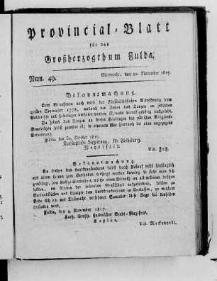 Num. 49, Ausgabe vom 12. November 1817