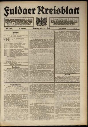 Ausgabe vom Montag, den 15. Juli 1912.