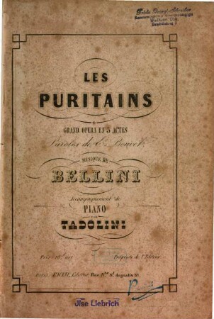 Les puritains : grand opéra en 3 actes