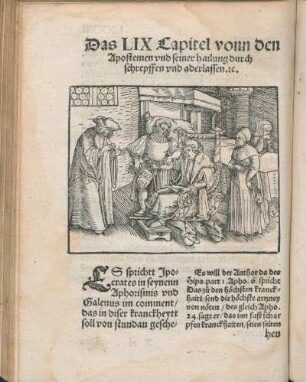 Das LIX Capitel vonn den Apostemen vnd seiner hailung durch schrepffen vnd aderlassen.