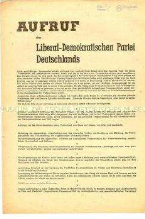 Programmatisches Dokument der LDPD zum Wiederaufbau Deutschlands (Gründungsdokument)