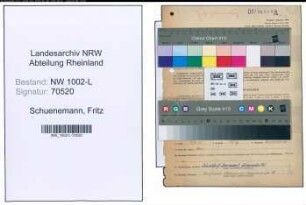 Entnazifizierung Fritz Schuenemann , geb. 19.09.1901 (Verw.Inspektor)