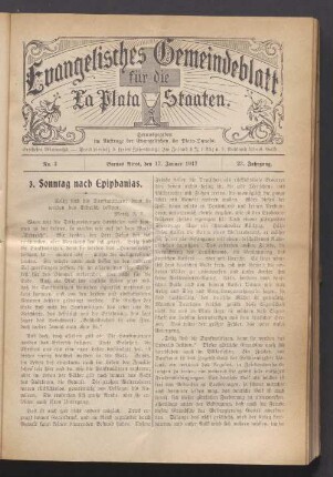 No. 3. Buenos Aires, den 17. Januar 1917 23. Jahrgang