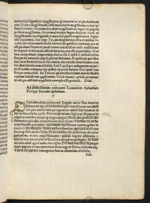 Ad illustrissimum principem Ludouicum Sphortiam Philippi Beroaldi epistolium.