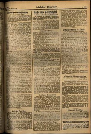 Zweite Ausgabe vom Mittwoch, den 21. August 1935.