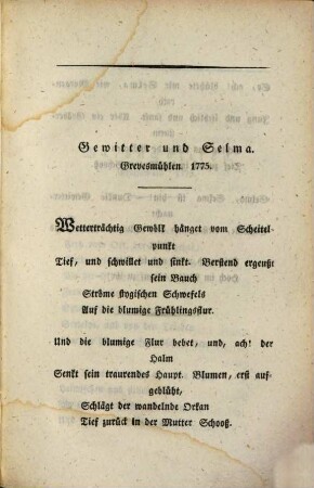 Dichtungen, 6. Lyrischer Gedichte erste Sammlung, erstes und zweites Buch