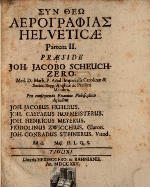 Aerographia Helvetiae, Pars II.