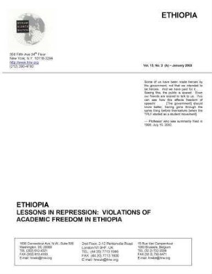 Lessons in repression : violations of academic freedom In Ethiopia