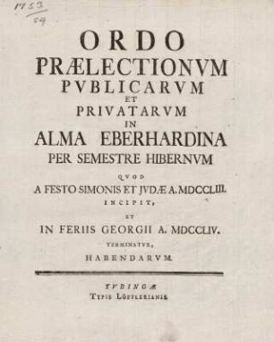 Vorlesungsverzeichnis 1753/54