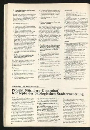Projekt Nürnberg-Gostenhof. Konzepte der ökologischen Stadterneuerung