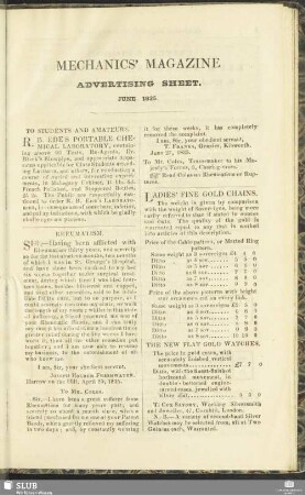 Advertising Sheet. June 1835