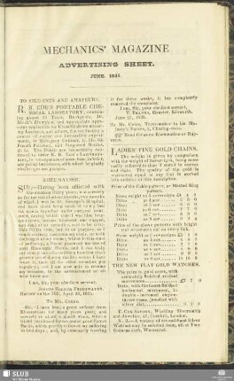 Advertising Sheet. June 1835