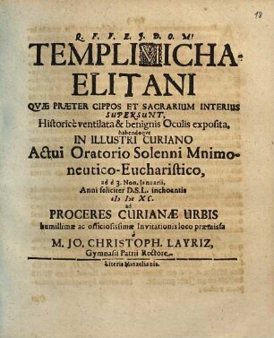 Templi Michaelitani quae praeter cippos et sacrarium interius supersunt