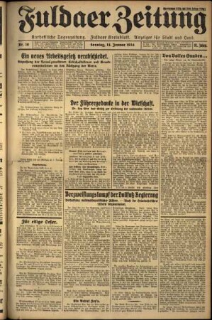 Ausgabe vom Sonntag, den 14. Januar 1934.