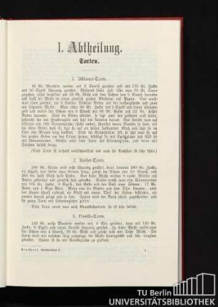 I. Abtheilung. Torten.