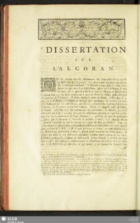 Dissertation Sur L'Alcoran
