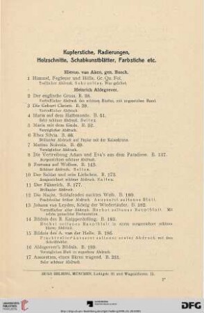 Kupferstiche, Radierungen, Holzschnitte, Schabkunstblätter, Farbstiche etc. (Nr. 1-483)