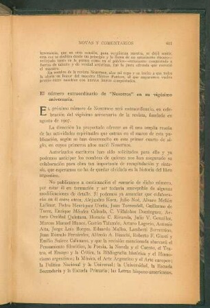 El número extraordinario de "Nosotros" en su vigésimo aniversario