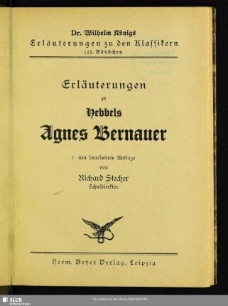 Erläuterungen zu Hebbels Agnes Bernauer