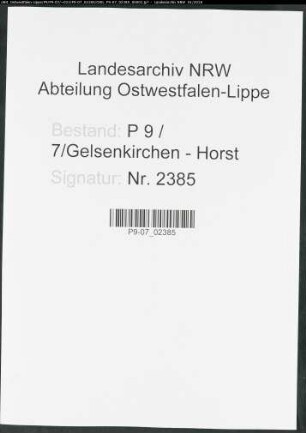 Sterberegister Standesamt Gelsenkirchen-Horst