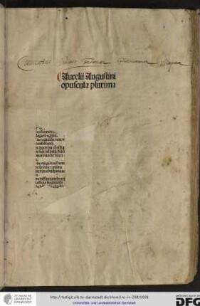 Aurelii Augustini opuscula plurima.