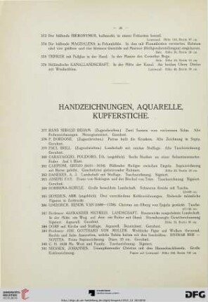 Handzeichnungen, Aquarelle, Kupferstiche (Nr. 377-451)
