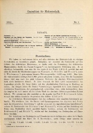 Centralblatt für Elektrotechnik : erste deutsche Zeitschr. für angewandte Elektricitätslehre. 7 = Bd. 7. 1885