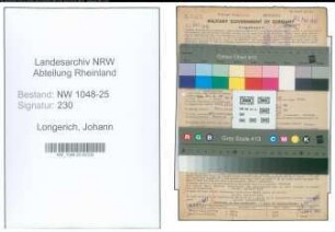 Entnazifizierung Johann Longerich , geb. 19.02.1895 (Metzger)