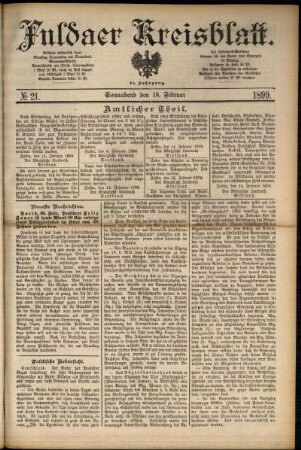 Erste Ausgabe vom Samstag, den 18. Februar 1899.
