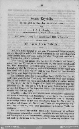 Schnee-Kristalle, beobachtet in Dresden 1845 und 1846 von J. F. A. Franke