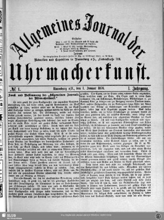 Zweck und Bestimmung des „Allgemeinen Journals der Uhrmacherkunst“