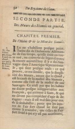 Seconde partie. Des moeurs des Siamois en general