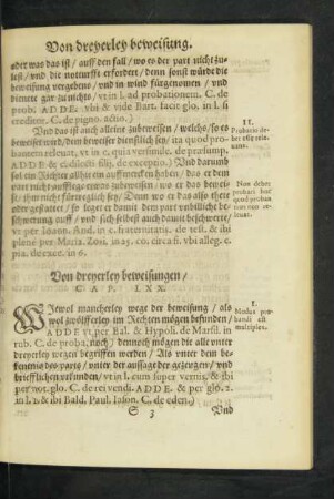 Von dreyerley beweisungen/ Cap. LXX.