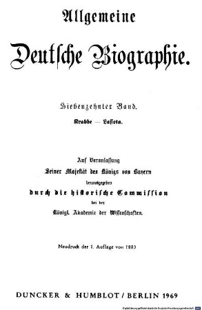 Allgemeine deutsche Biographie. 17, Krabbe - Lassota