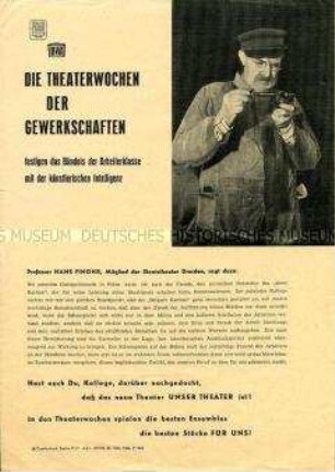 Propagandaflugblatt des FDGB zu den Theaterwochen der Gewerkschaften